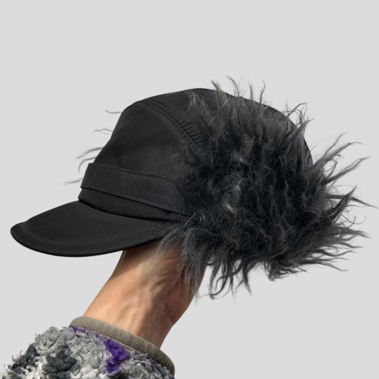 Prada Prada Milano FW19 Mohair Triangle Logo Nylon Trapper Hat S/M Size ONE SIZE - 3 Thumbnail