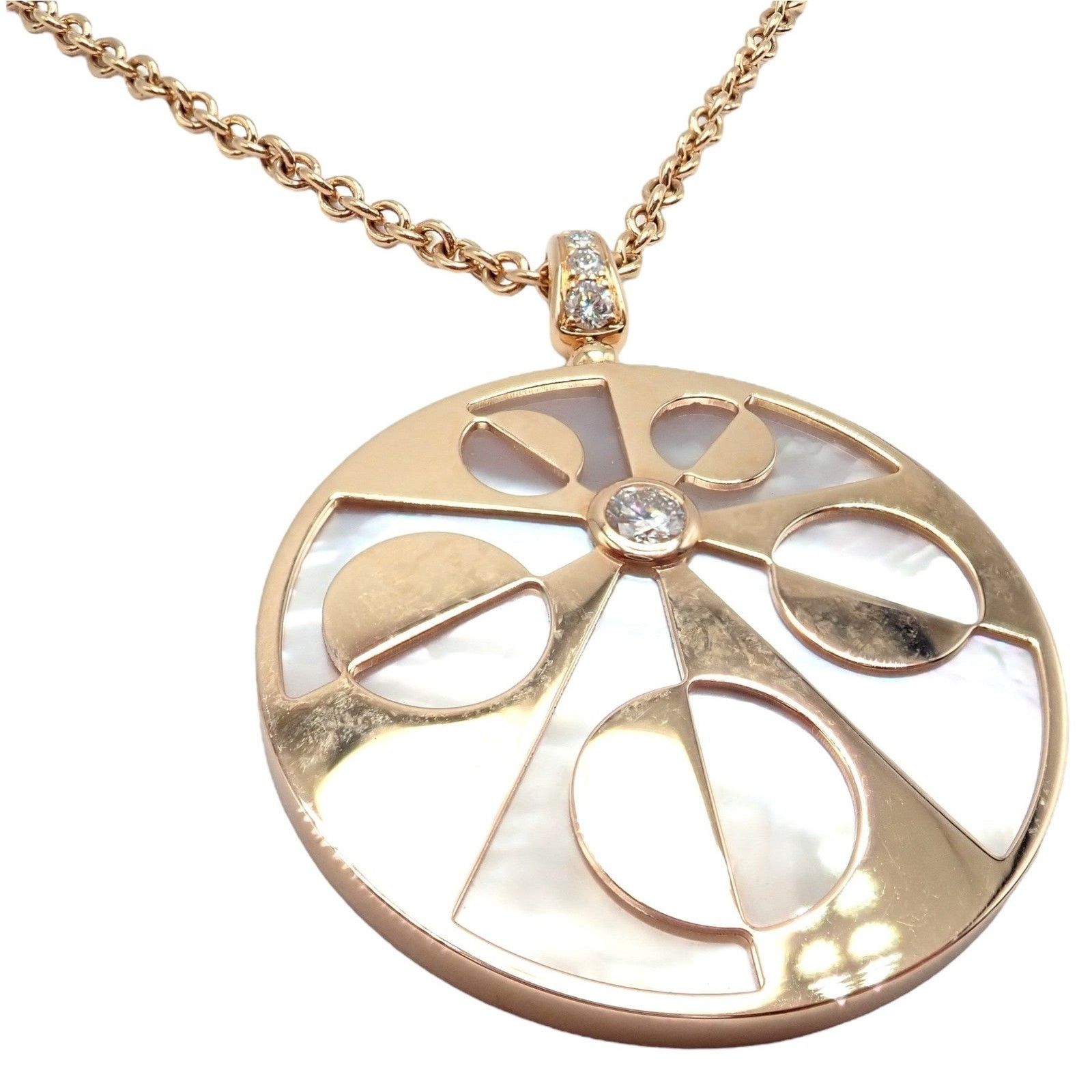 Bvlgari Bulgari Intarsio 18k Gold Diamond Mother of Pearl Necklace Size ONE SIZE - 1 Thumbnail