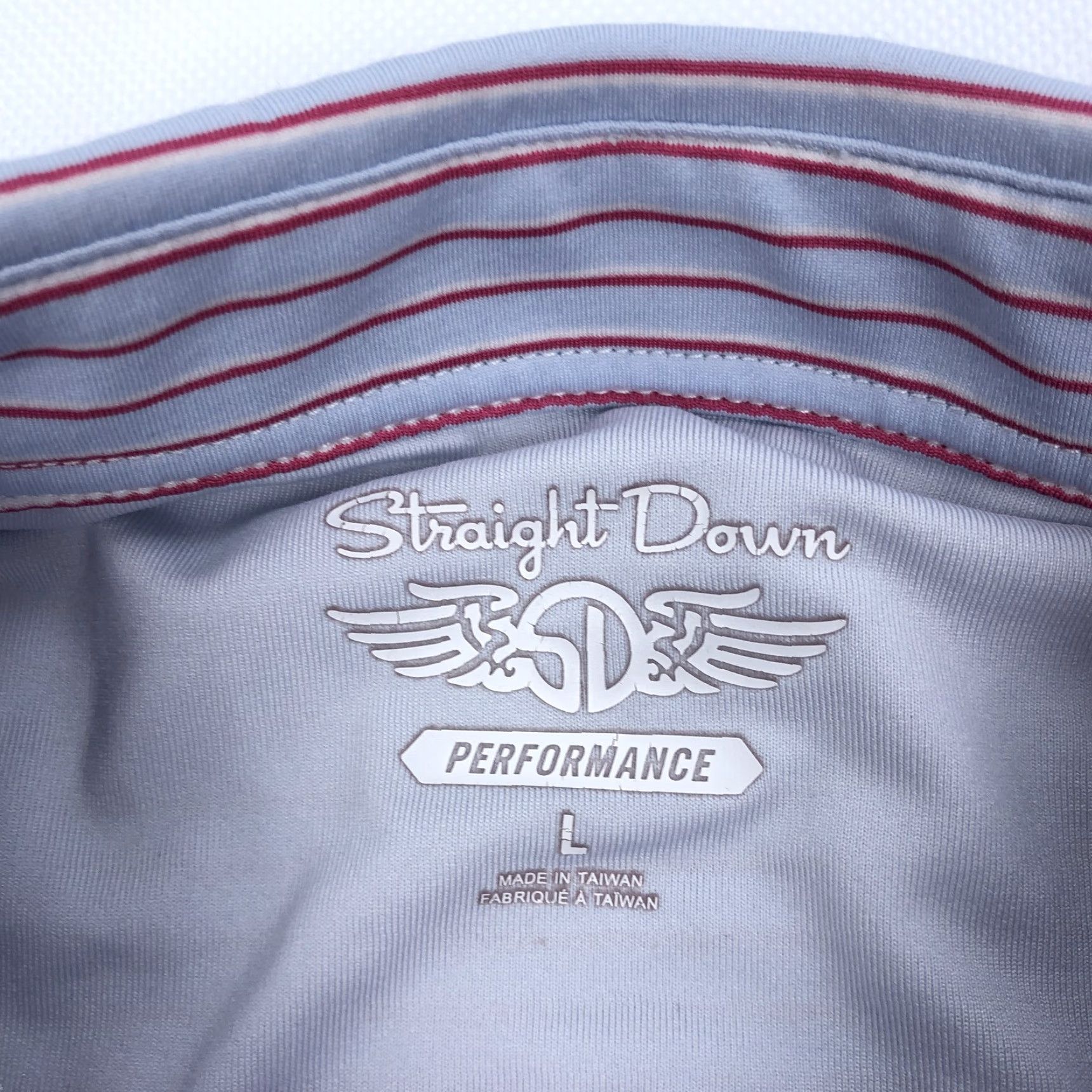 Vintage Straight Down Polo Shirt Blue Red Striped Men's L Golf Casual Activewear Short Sleeve Button Embroidered Logo Brushed Knit Moisture Wicking Size US L / EU 52-54 / 3 - 4 Thumbnail