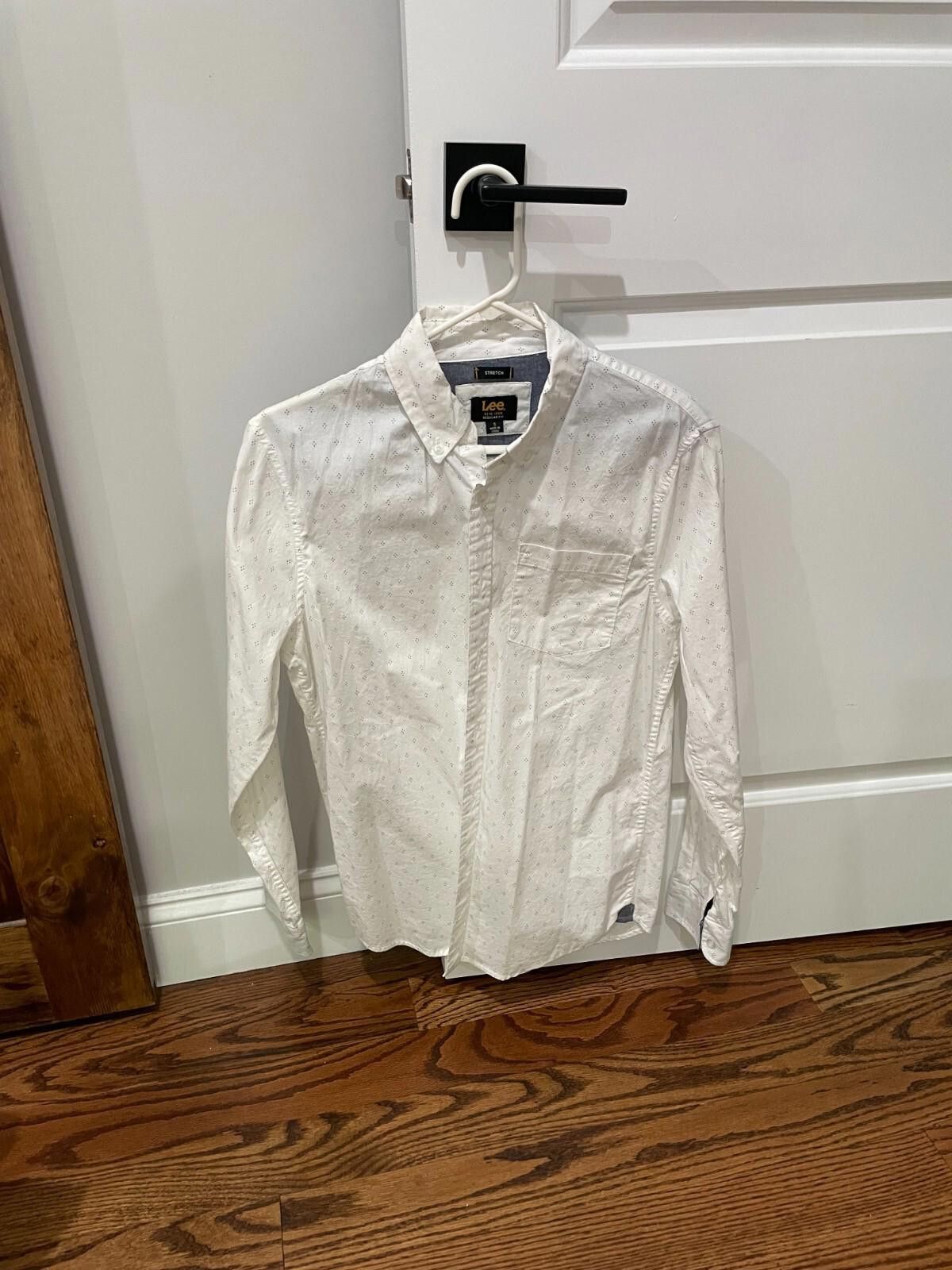 Lee Mens Lee White Button Down Long Sleeve Shirt (Size: Small) Size 36R - 1 Thumbnail