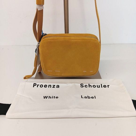 image of Proenza Schouler Watts Suede Crossbody Camera Bag in Yellow, Women's