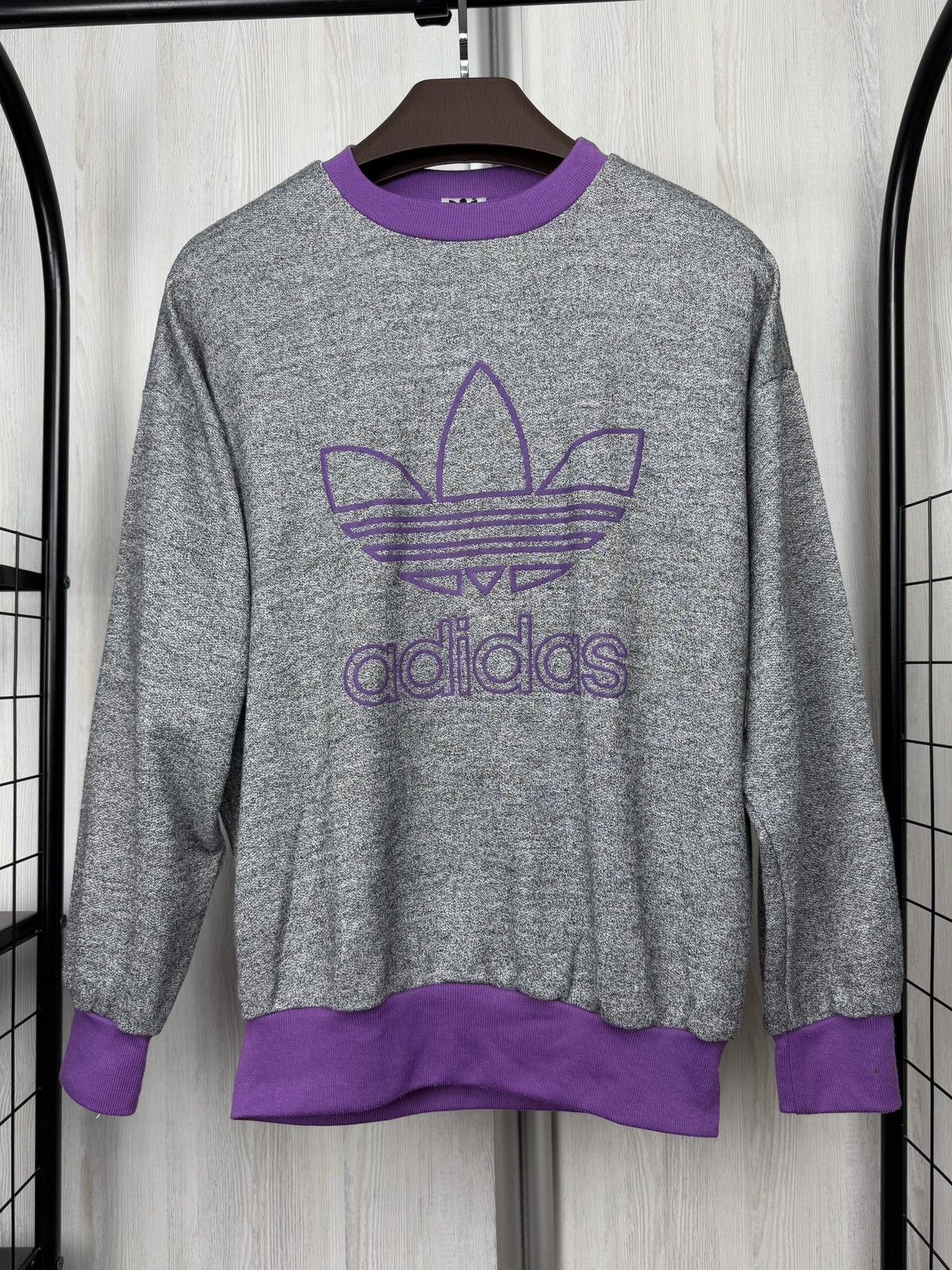 Adidas Adidas Vintage 90s Big Logo grey purple sweatshirt jumper Size US M / EU 48-50 / 2 - 2 Thumbnail