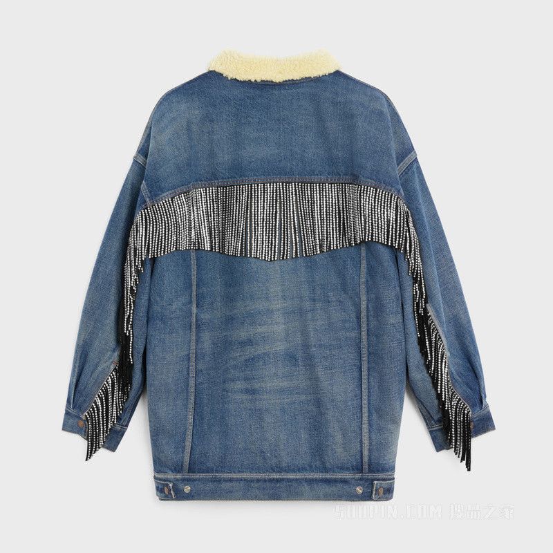 Celine $5.6K VALUE Fringled Jacket in dark union wash denim Size US XS / EU 42 / 0 - 1 Thumbnail