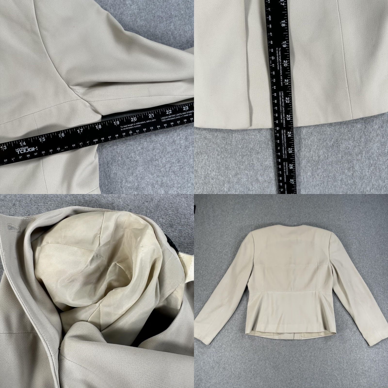Vintage VINTAGE Harve Benard Collection Blazer Jacket Womens Medium Beige Lined Tailored Blazer, Women, M, Beige, Twill, Lined, Tailored, Business, Workwear Size M / US 6-8 / IT 42-44 - 8 Thumbnail
