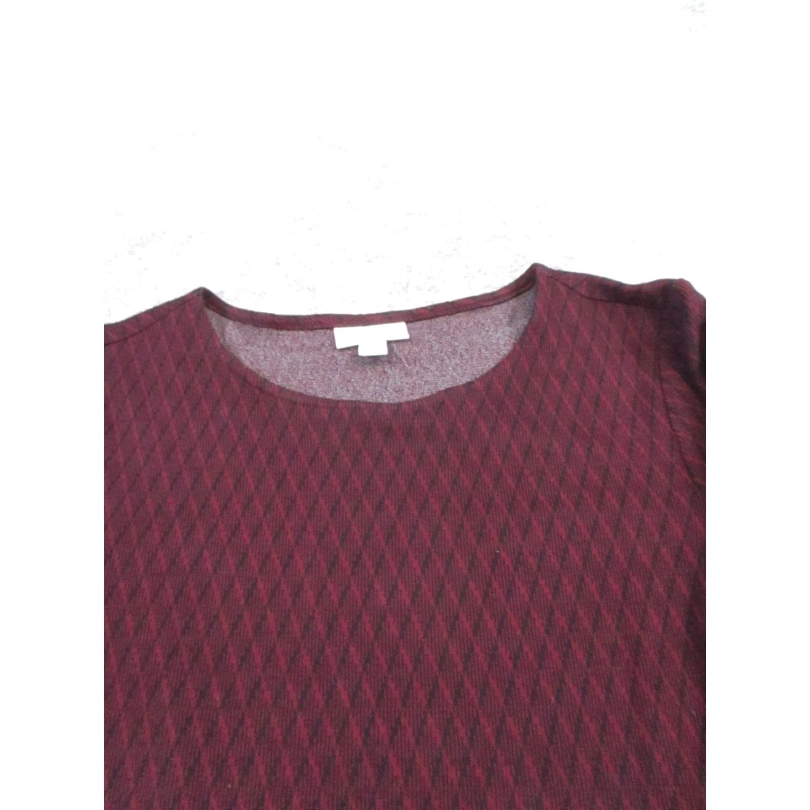 J. Jill J.Jill Shirt Dress Womens Small Burgundy Solid 3/4 Sleeve Round Neck Knee Length Viscose Pullover Casual Dress Size S / US 4 / IT 40 - 2 Thumbnail
