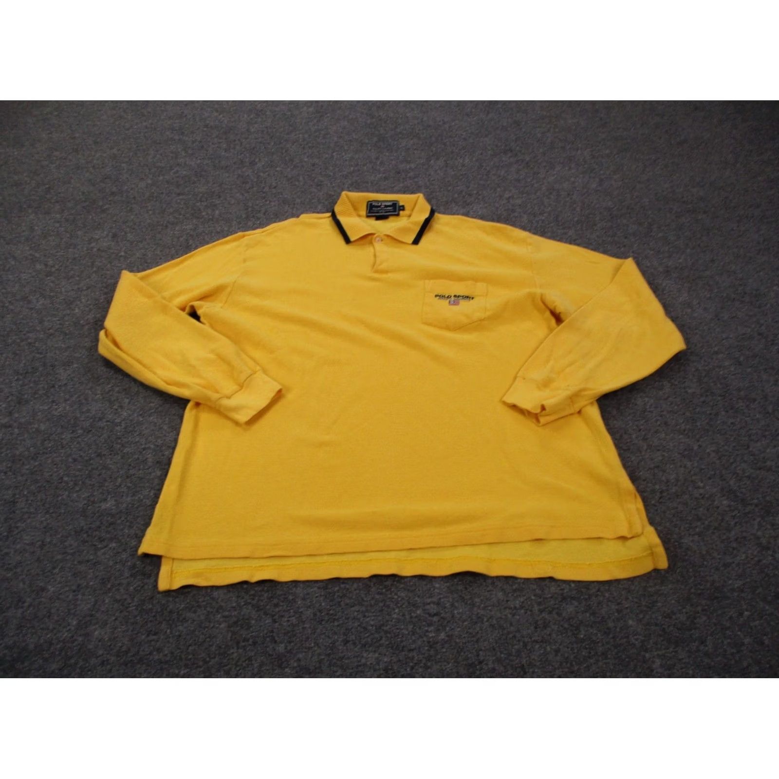 Vintage Vintage Polo Ralph Lauren Shirt Polo Mens XL Yellow Cotton Knit Logo 90s USA Classic Stretch Polo Sport Colar Spread Button Casual Size US XL / EU 56 / 4 - 2 Thumbnail