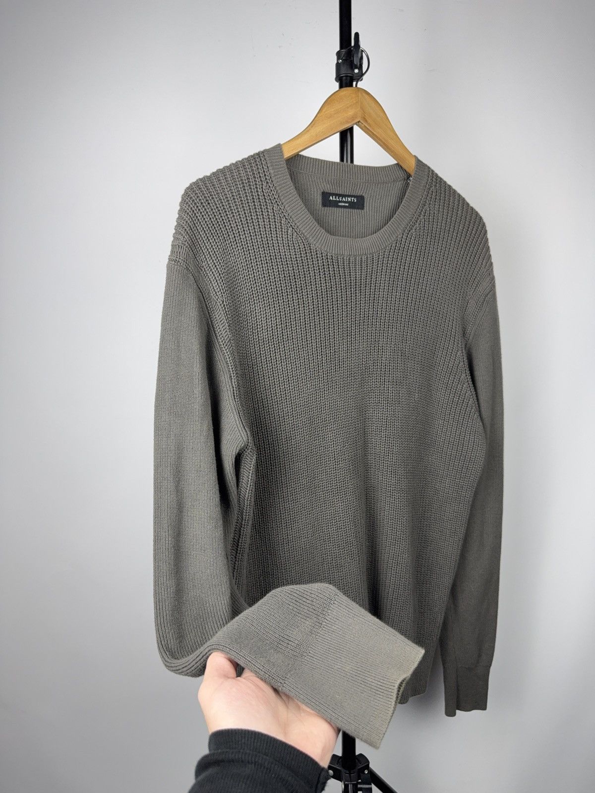 Allsaints Avant GardeAllSaints Grey Vertical Rib Knit Crewneck Sweater Size US M / EU 48-50 / 2 - 6 Thumbnail
