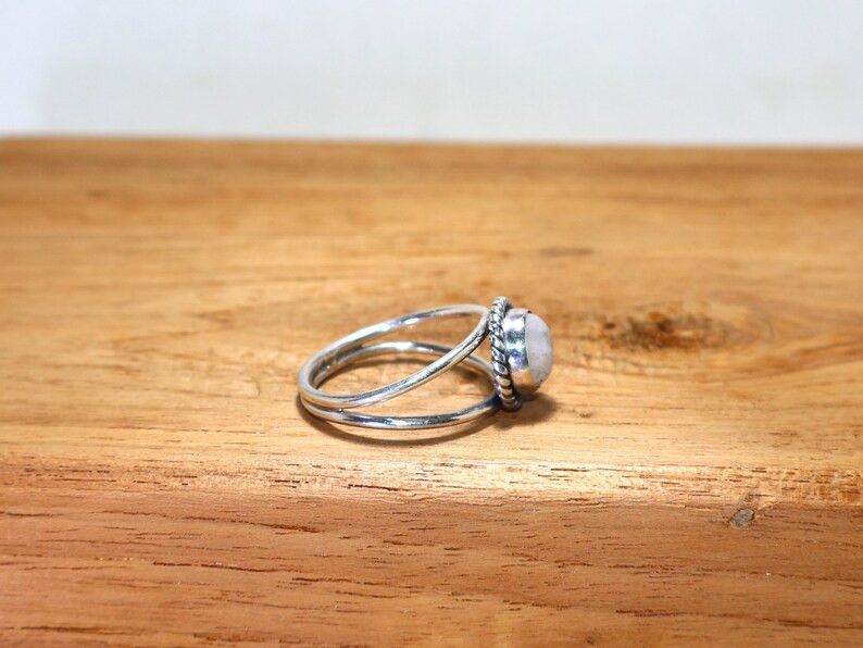 Handmade Rainbow Moonstone Ring: Handmade 925 Sterling Silver Ring Size ONE SIZE - 6 Thumbnail