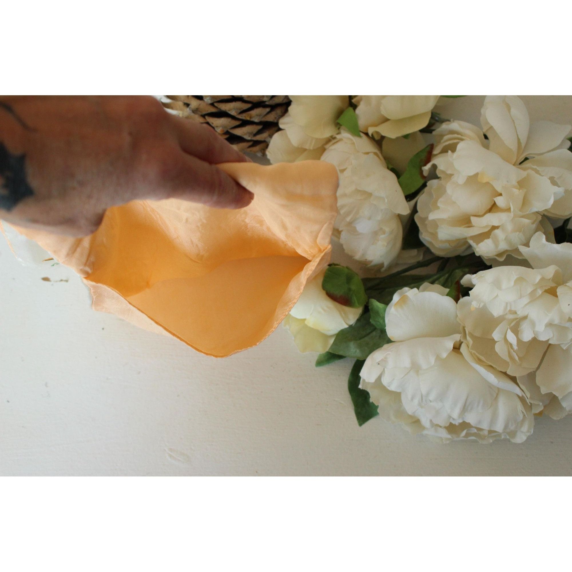 Vintage Vintage 1940s 1950s Stockings Bag, Peach and White Silk and Size ONE SIZE - 6 Thumbnail