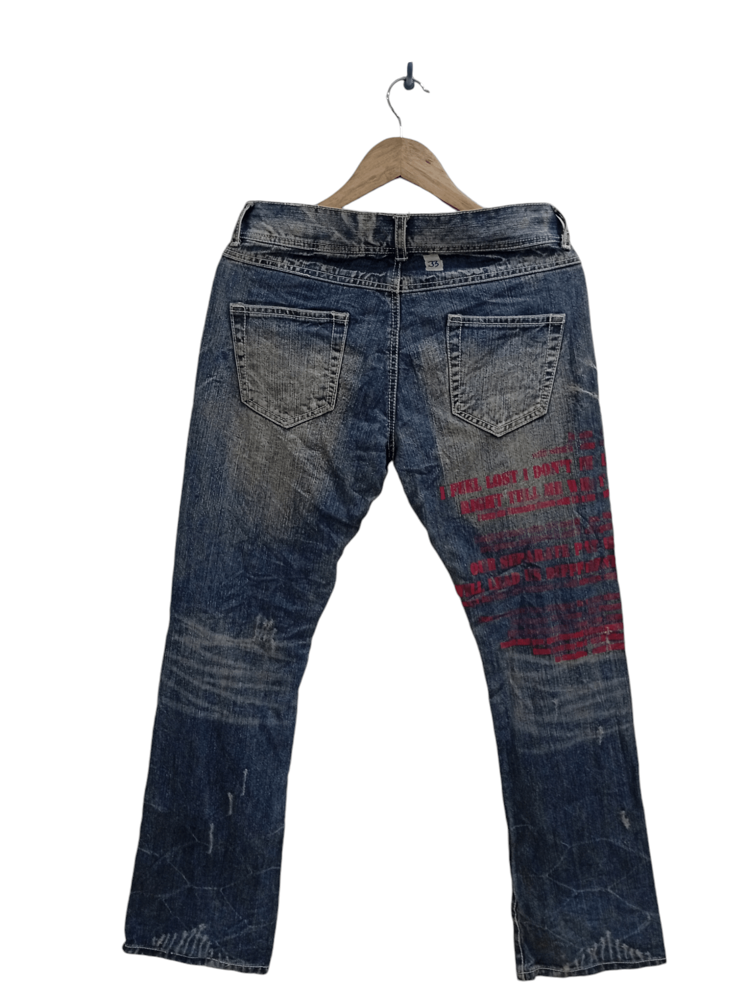 In The Attic × Vintage 🔥🔥In The Attic Patchwork Poem Statement Distressed Jeans Size US 31 - 20 Thumbnail