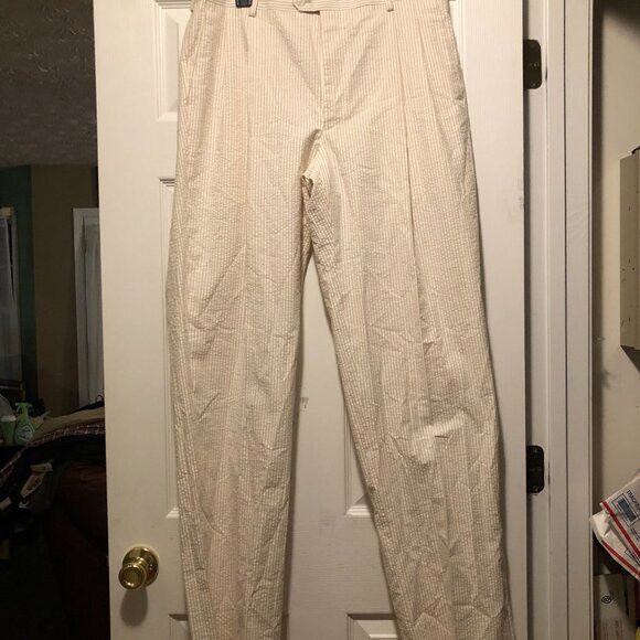 Other Alan lebow men's new cream 100%cotton pants size: 36/36 Size US 36 / EU 52 - 3 Thumbnail