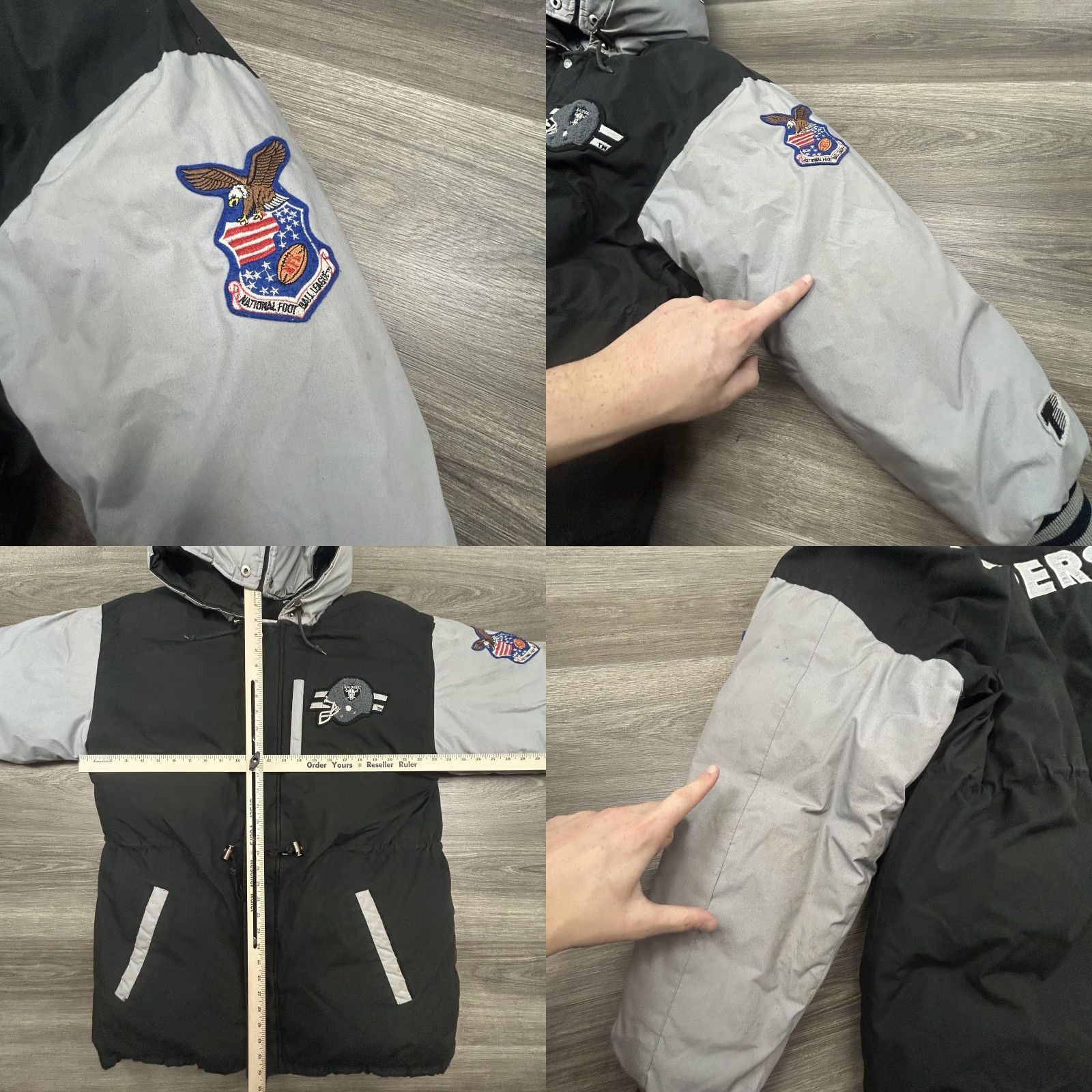 NFL VINTAGE Los Angeles Raiders Jacket Mens L NFL Triple FAT Goose Puffer 90s Parka Coat Black Full Zip Insulated Limited Edition 90s USA Mens Size US L / EU 52-54 / 3 - 10 Thumbnail