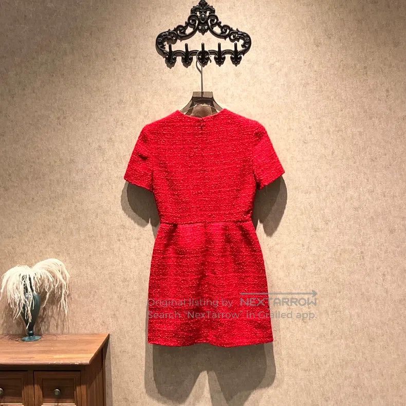 Valentino Valentino Red tweed V-button pocket dress Size XS / US 0-2 / IT 36-38 - 2 Thumbnail