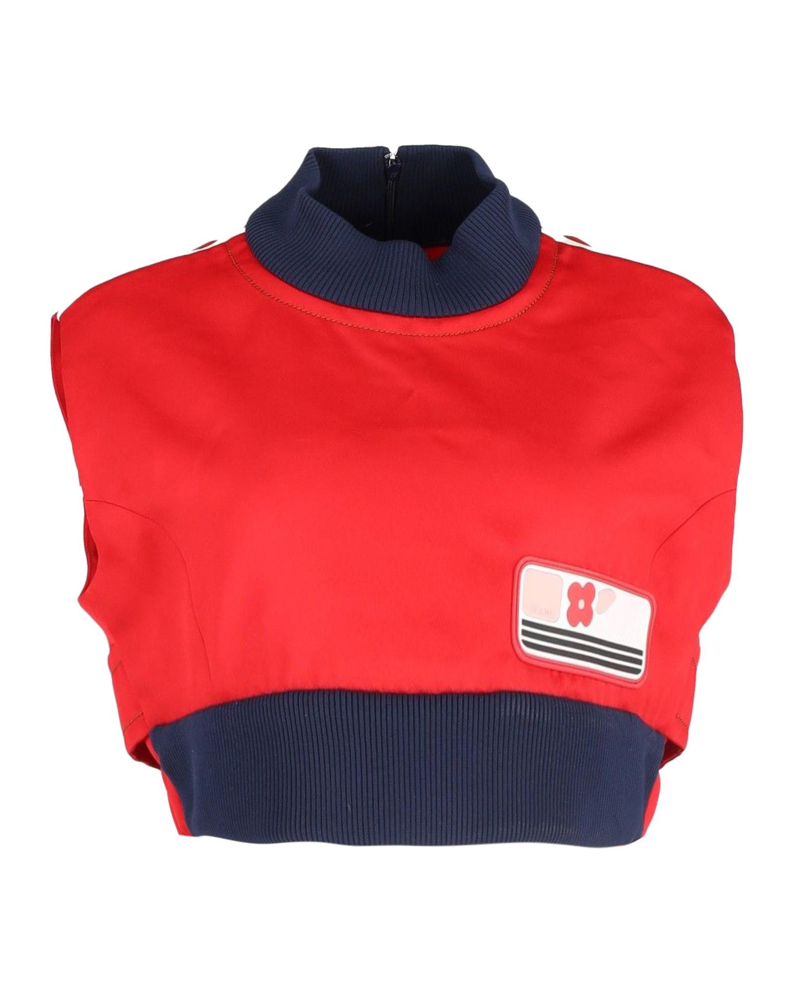 image of Bold Red Polyester Sleeveless Crop Top By Prada, Women's (Size Medium)