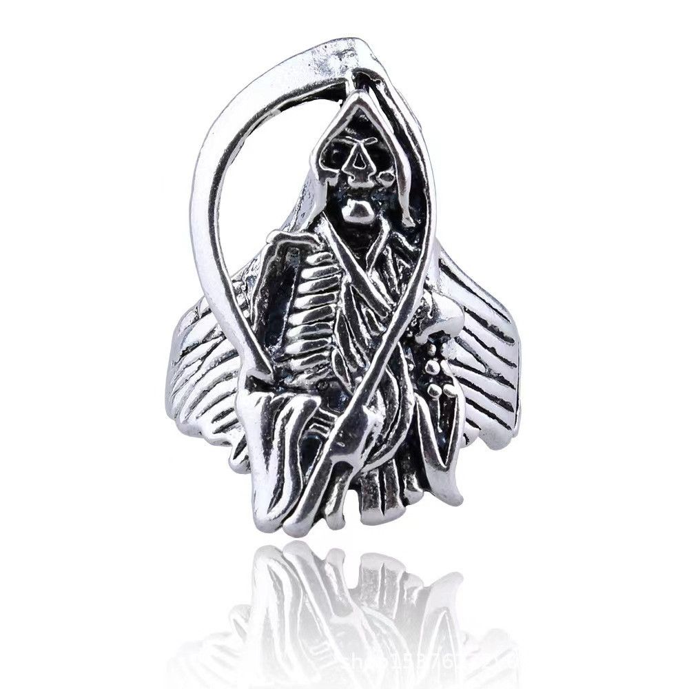 Jewelry Skull Retro Jewelry Rings Open Size Chrome Ring (Size 7-13) Size ONE SIZE - 2 Thumbnail