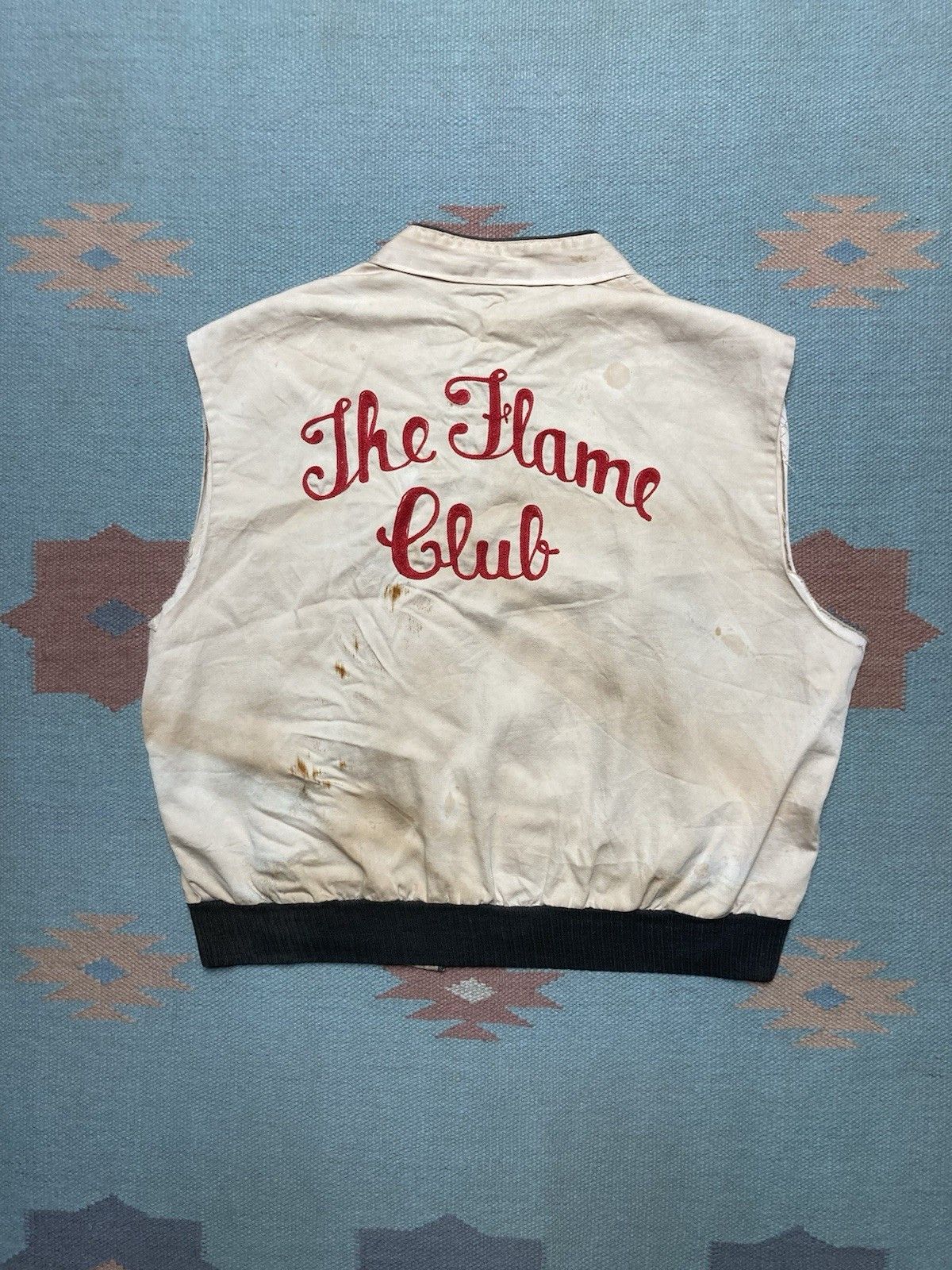 Vintage 1950s vest jacket chainstitch The Flame Club cotton Oscar L Size US L / EU 52-54 / 3 - 1 Thumbnail
