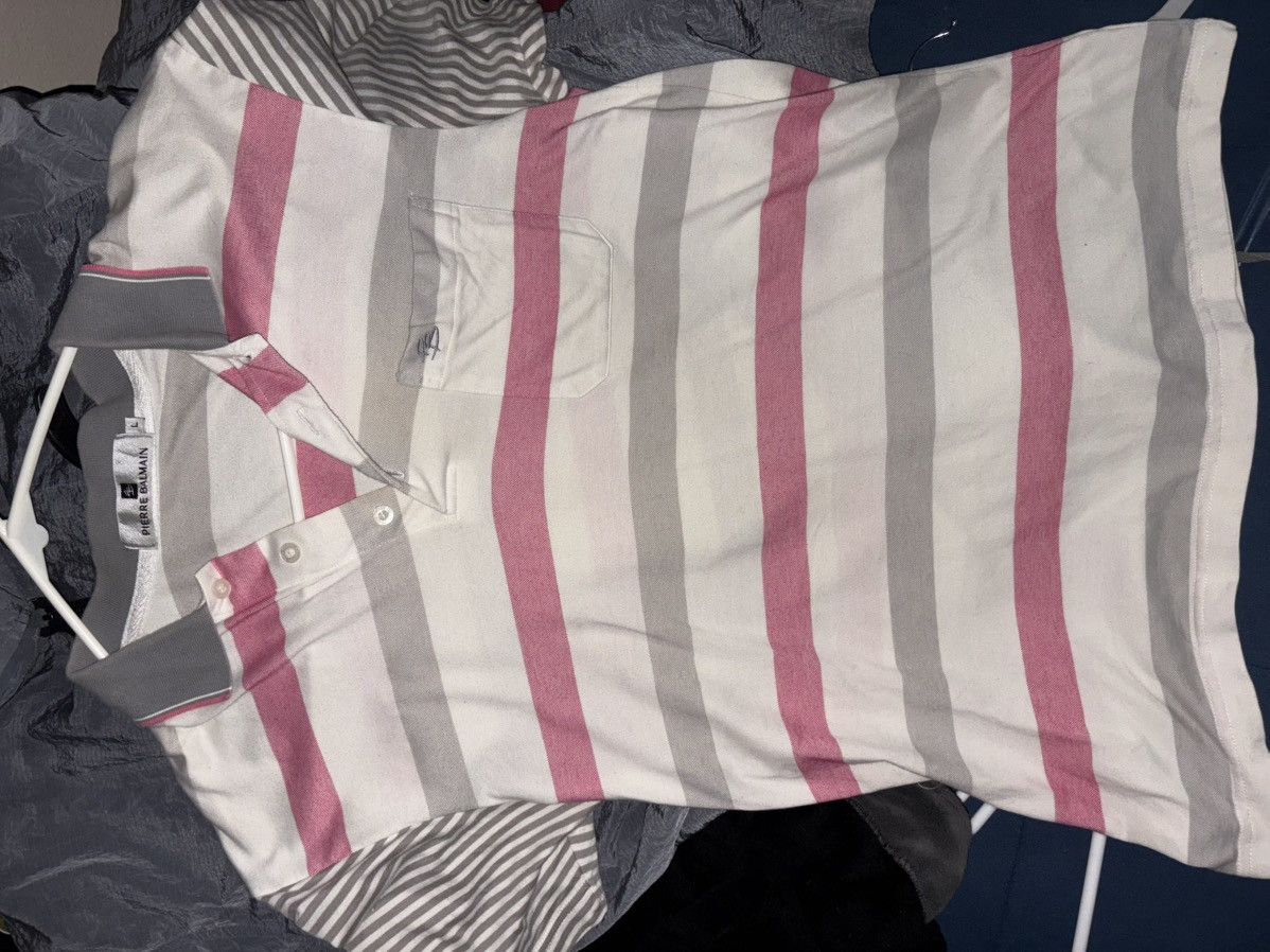 Pierre Balmain Pierre Balmain polo pink/white stripe Size L Size US L / EU 52-54 / 3 - 1 Thumbnail