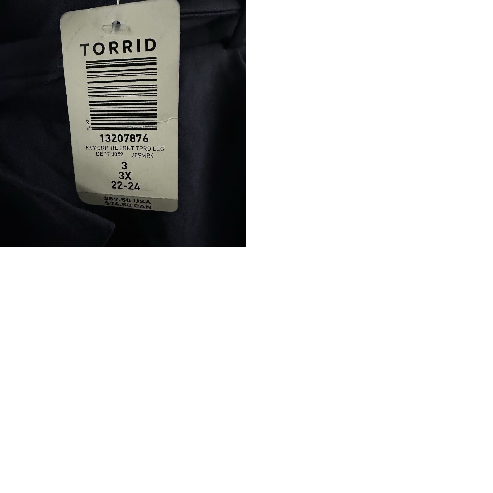 Torrid Torrid Pants Blue 3X Plus Crop Tie Front Tapered Leg Polyester Blend Womens Size 30" / US 8 / IT 44 - 10 Thumbnail