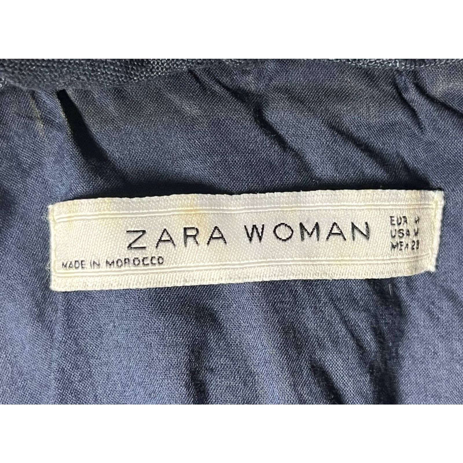 Zara ZARA BASIC Womens Knee Length Dress M Blue Marine Halter Zipper Layered Ruffle Size M / US 6-8 / IT 42-44 - 6 Thumbnail