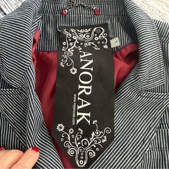 Other ANORAK Navy Pinstripe Double-Breasted Blazer Size L / US 10 / IT 46 - 6 Thumbnail