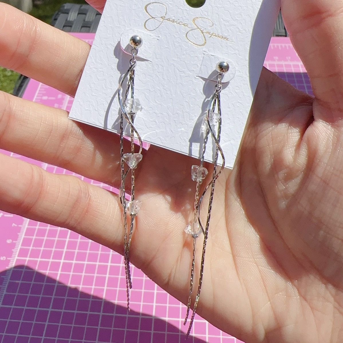 Jessica Simpson Jessica Simpson silver tone crystal diamonds tassels earri Size ONE SIZE - 2 Thumbnail