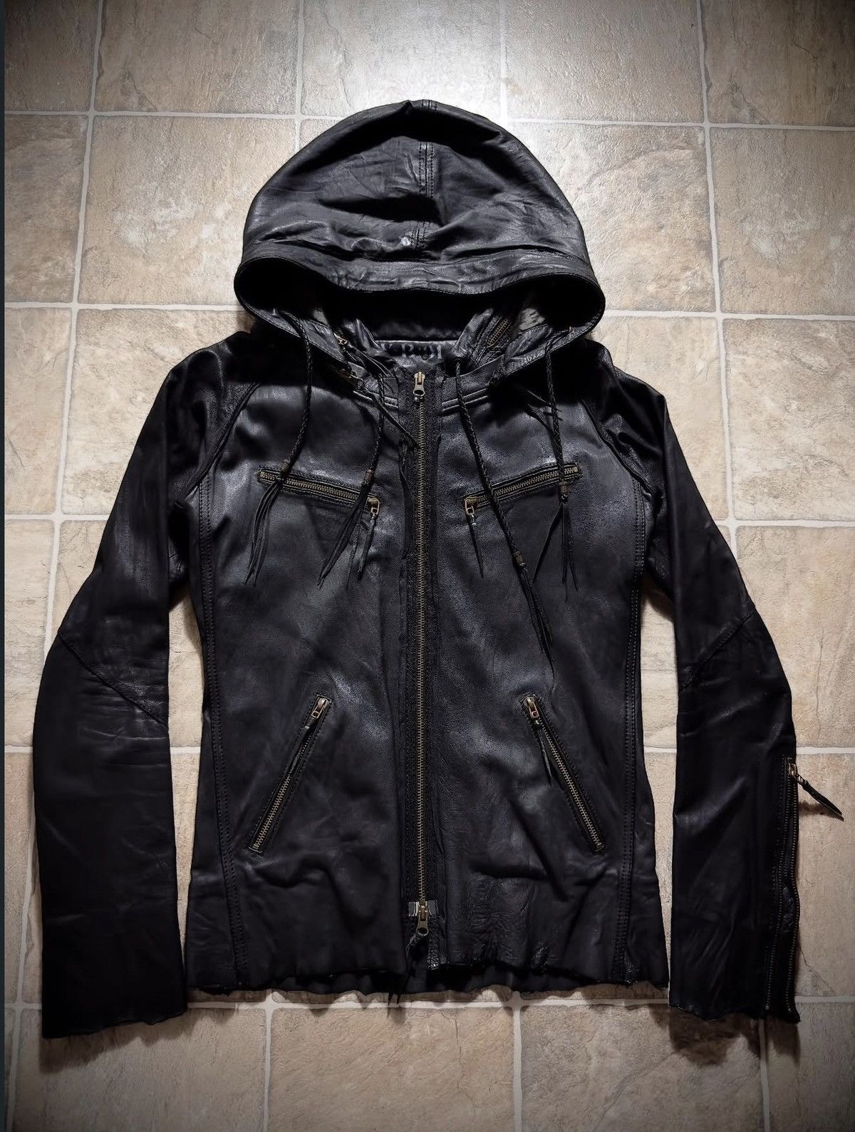 14th Addiction 14th addiction hooded leather jacket | Grailed
