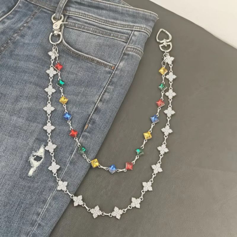 Jewelry Flower Shape Rhinestone Hip Hop Wallet Waist Pants Chain Size ONE SIZE - 1 Preview
