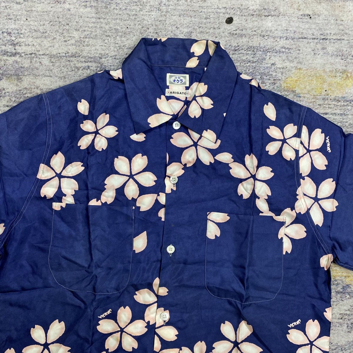 Japanese Brand pure blue arigato flower hawaiian silk shirt Size US M / EU 48-50 / 2 - 3 Thumbnail