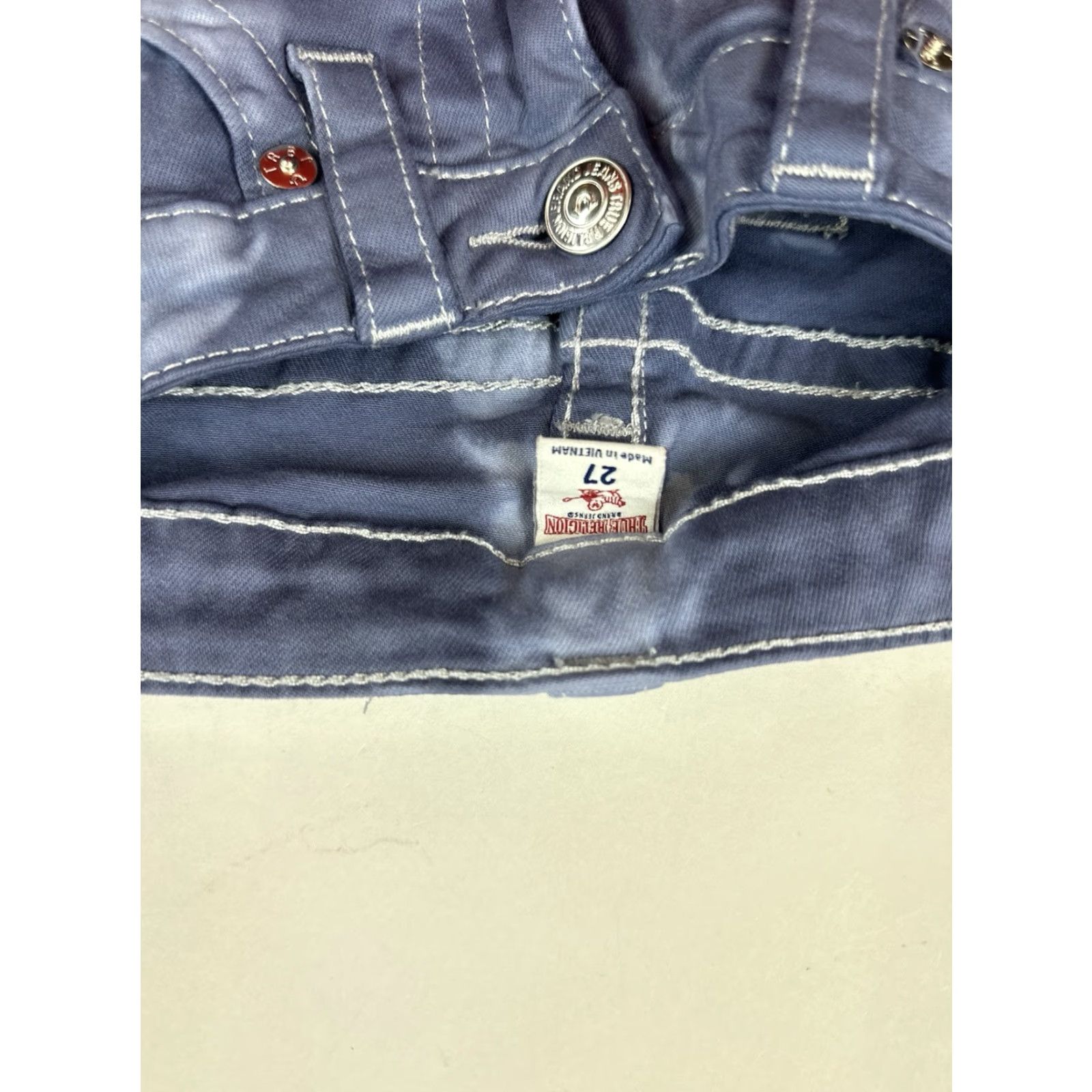 True Religion True Religion Jeans Women’s 27 Blue Tie Dye Indigo Skinny Jeans Stretch High Rise Slim Fit Capable Zip Button Closure Denim Shirt? Size 28" / US 6 / IT 42 - 3 Thumbnail