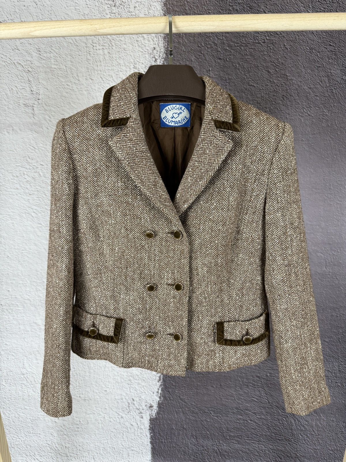 Blumarine Blugirl Blumarine herringbone tweed double-breasted blazer Size M / US 6-8 / IT 42-44 - 2 Thumbnail