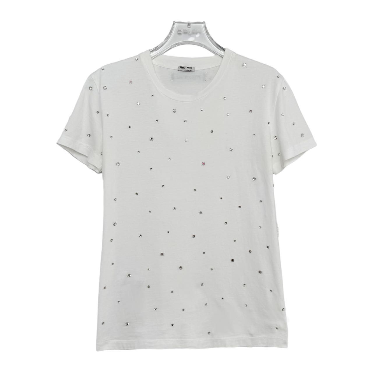 Miu Miu Miu Miu Crew Neck Short Sleeve Star Studded T-Shirt K26WX Size XS / US 0-2 / IT 36-38 - 1 Thumbnail