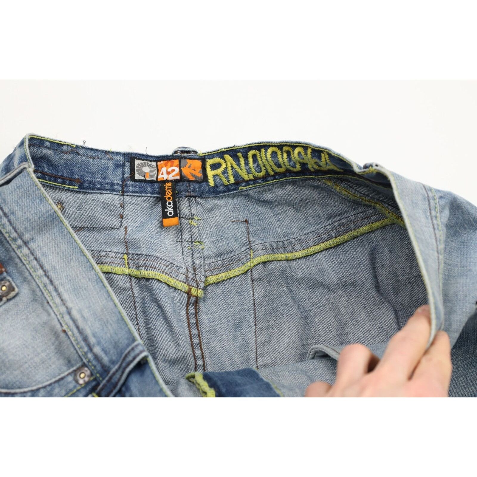 Akademiks × Vintage Vintage Streetwear Distressed Baggy Loose Fit Wide Leg Jeans Size US 42 / EU 58 - 6 Thumbnail