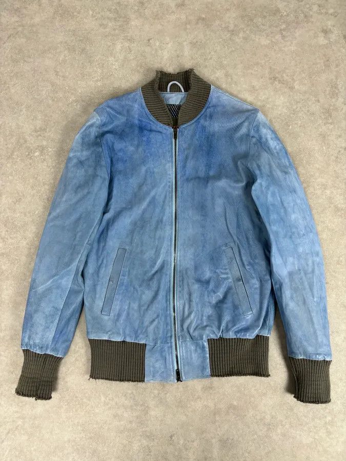 Giorgio Brato Giorgio Brato Baby Blue Faded Leather Jacket Size US M / EU 48-50 / 2 - 3 Thumbnail