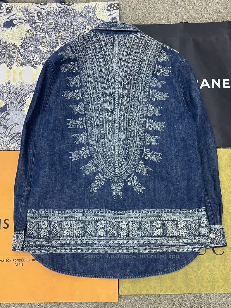 Dior Dior Blue printed denim shirt Size S / US 4 / IT 40 - 3 Thumbnail