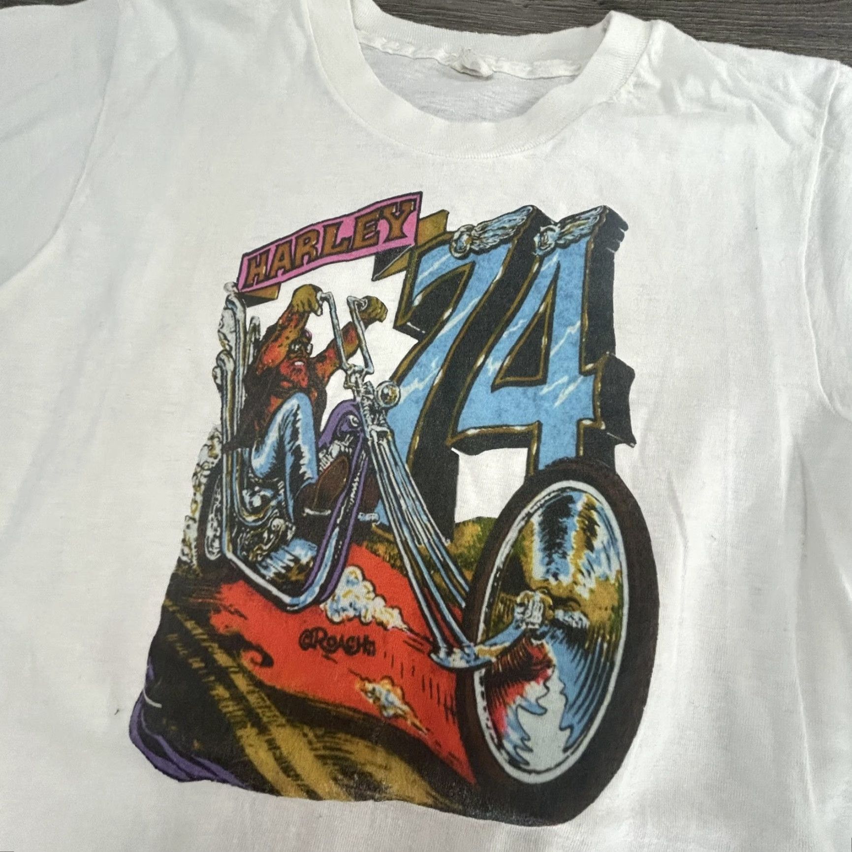 Fruit Of The Loom VINTAGE Harley Davidson Shirt Womens Medium Chopper Motorcycle Biker 70s Single Size M / US 6-8 / IT 42-44 - 3 Thumbnail