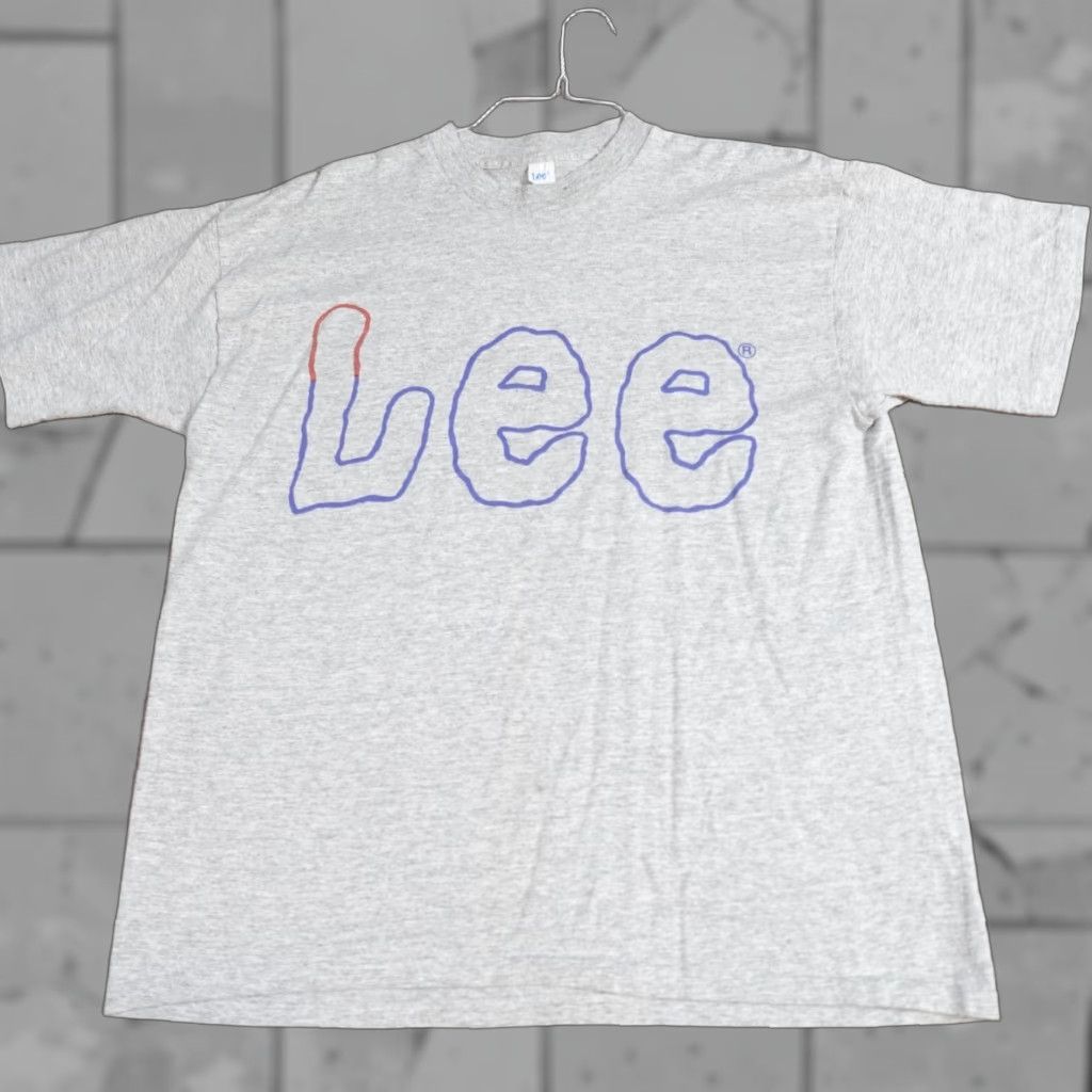 Vintage VINTAGE Lee Shirt XL Gray USA Made Single Stitch Spellout Men Short Sleeve Crew Neck T-Shirt Size US XL / EU 56 / 4 - 1 Thumbnail