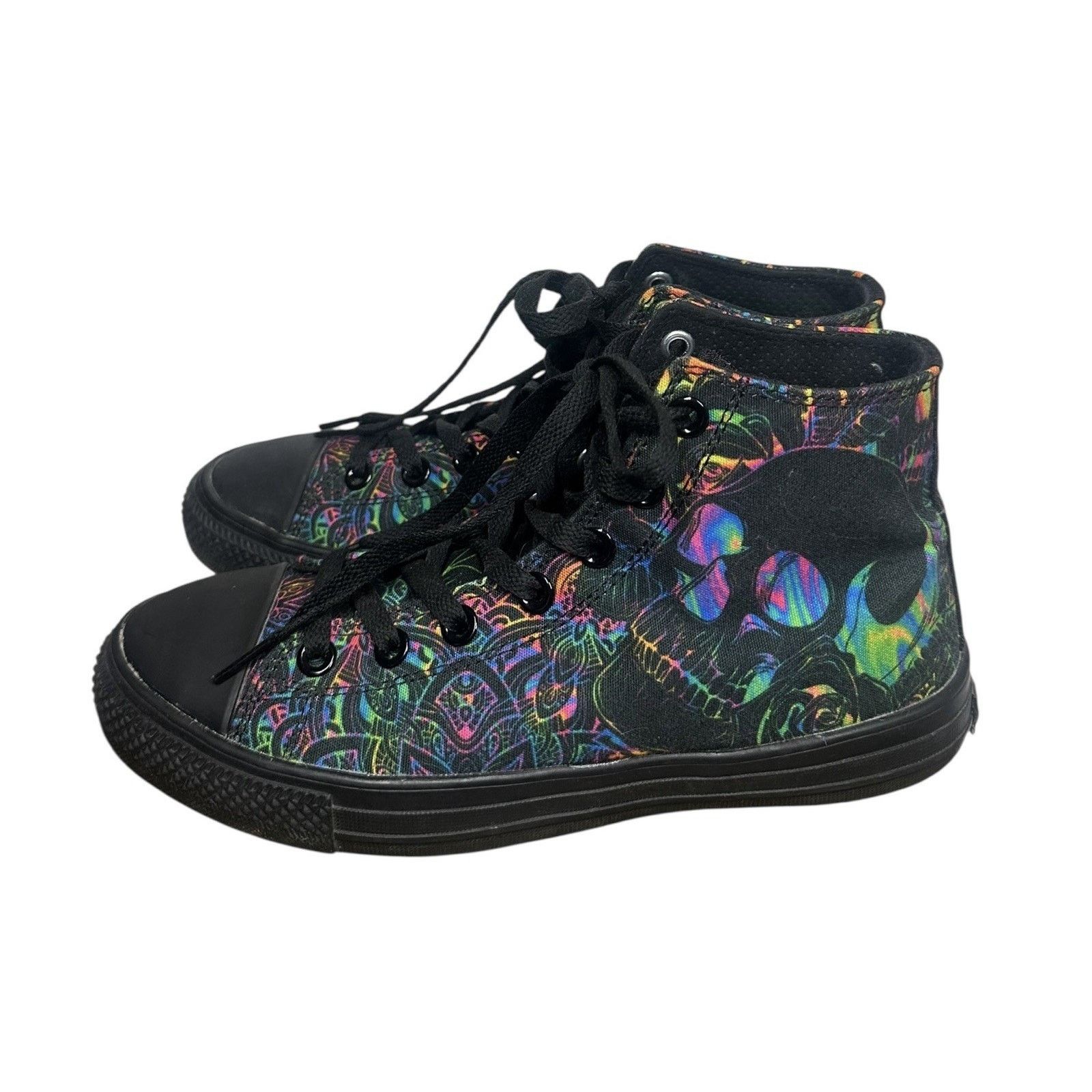Other Raad Skull Roses Canvas High Top Punk Skater Women 8 Men 6.5 Size US 6.5 / EU 39-40 - 7 Thumbnail