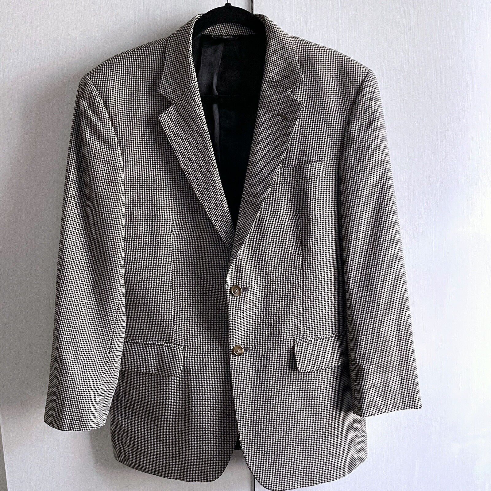 Jos. A. Bank Jos A Bank Black Houndstooth Silk/Wool Sport Coat Mens 40R Size 40R - 1 Thumbnail