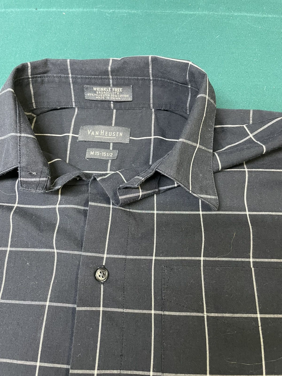 Van Heusen Van Heusen Black Windowpane Short Sleeve Button-Up Size US M / EU 48-50 / 2 - 4 Thumbnail