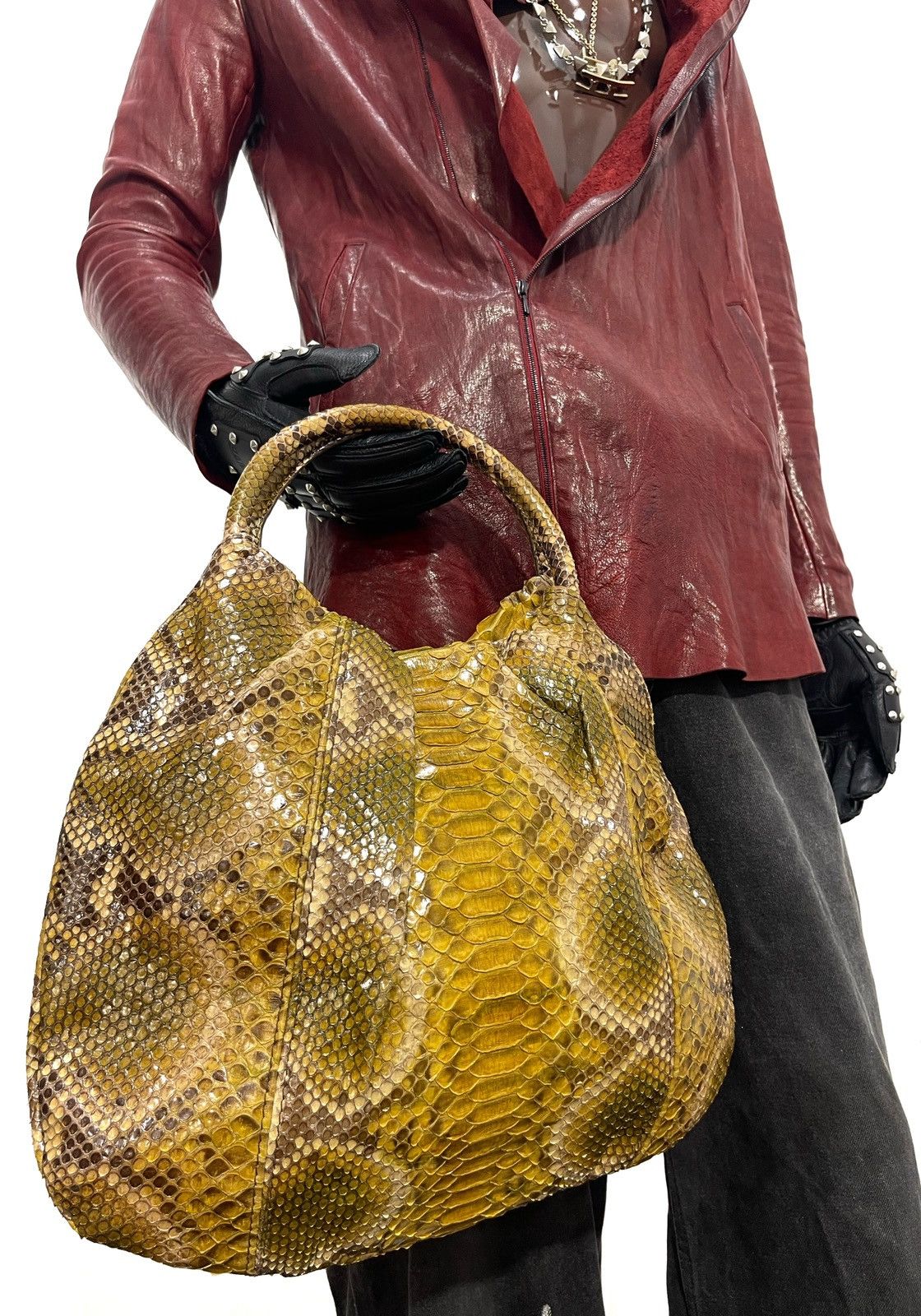 Genuine Leather Full Leather Python Elena Girardi Handmade Hobo Bag 2🟩2 Size ONE SIZE - 1 Thumbnail