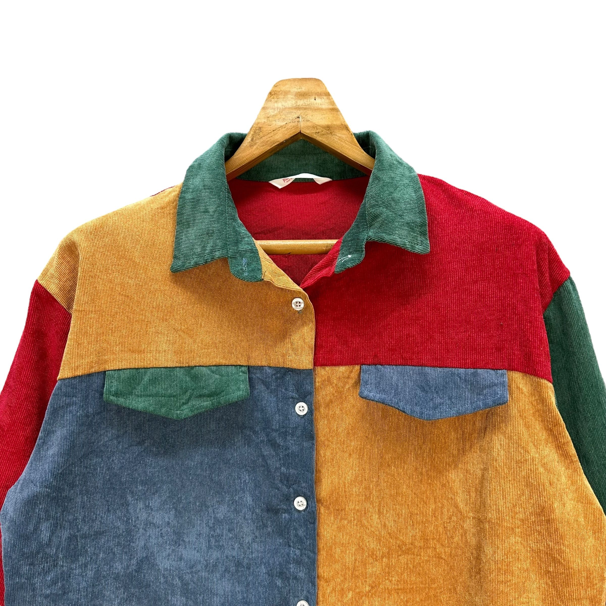 Japanese Brand ROMWE Multicolor Patchwork Button Shirt #A40-0904 Size M / US 6-8 / IT 42-44 - 2 Thumbnail