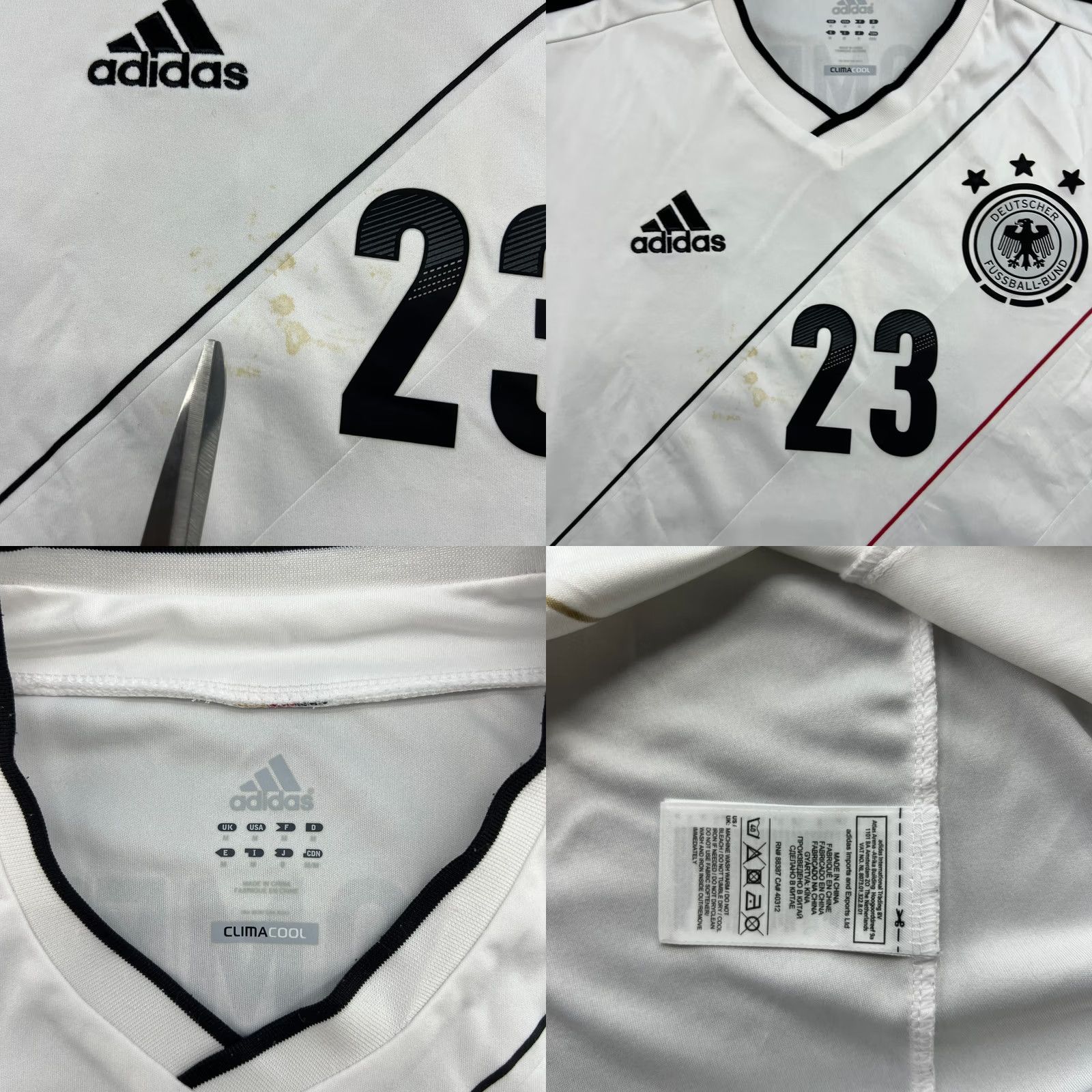 Adidas Germany 2012 2013 Mario Gomez Home Adidas Shirt Football Mens Medium White Jersey Shirt Size US M / EU 48-50 / 2 - 8 Thumbnail