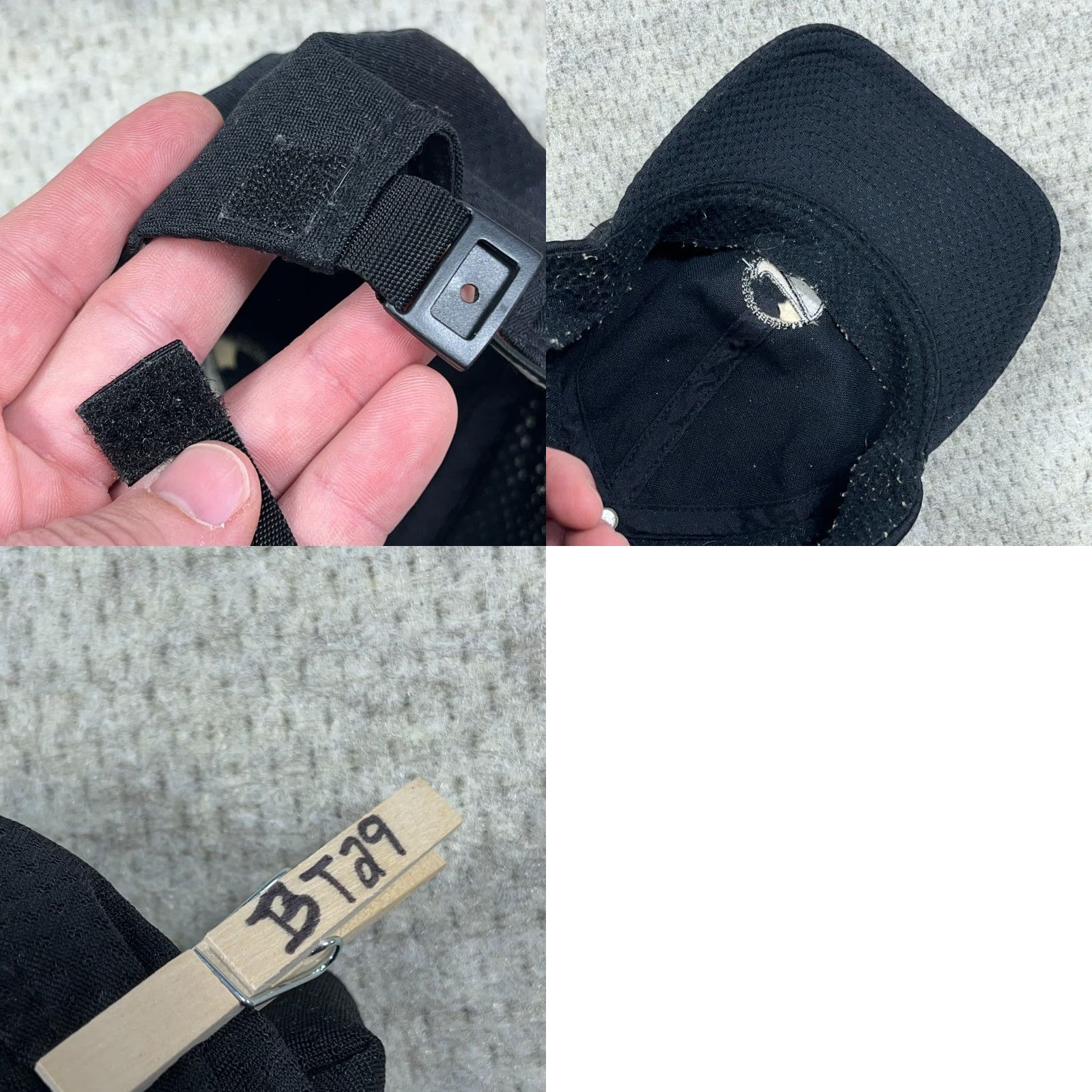 Nike VINTAGE Nike Hat Cap Strap Back Black Center Swoosh Basketball Dad Damaged Size ONE SIZE - 8 Thumbnail