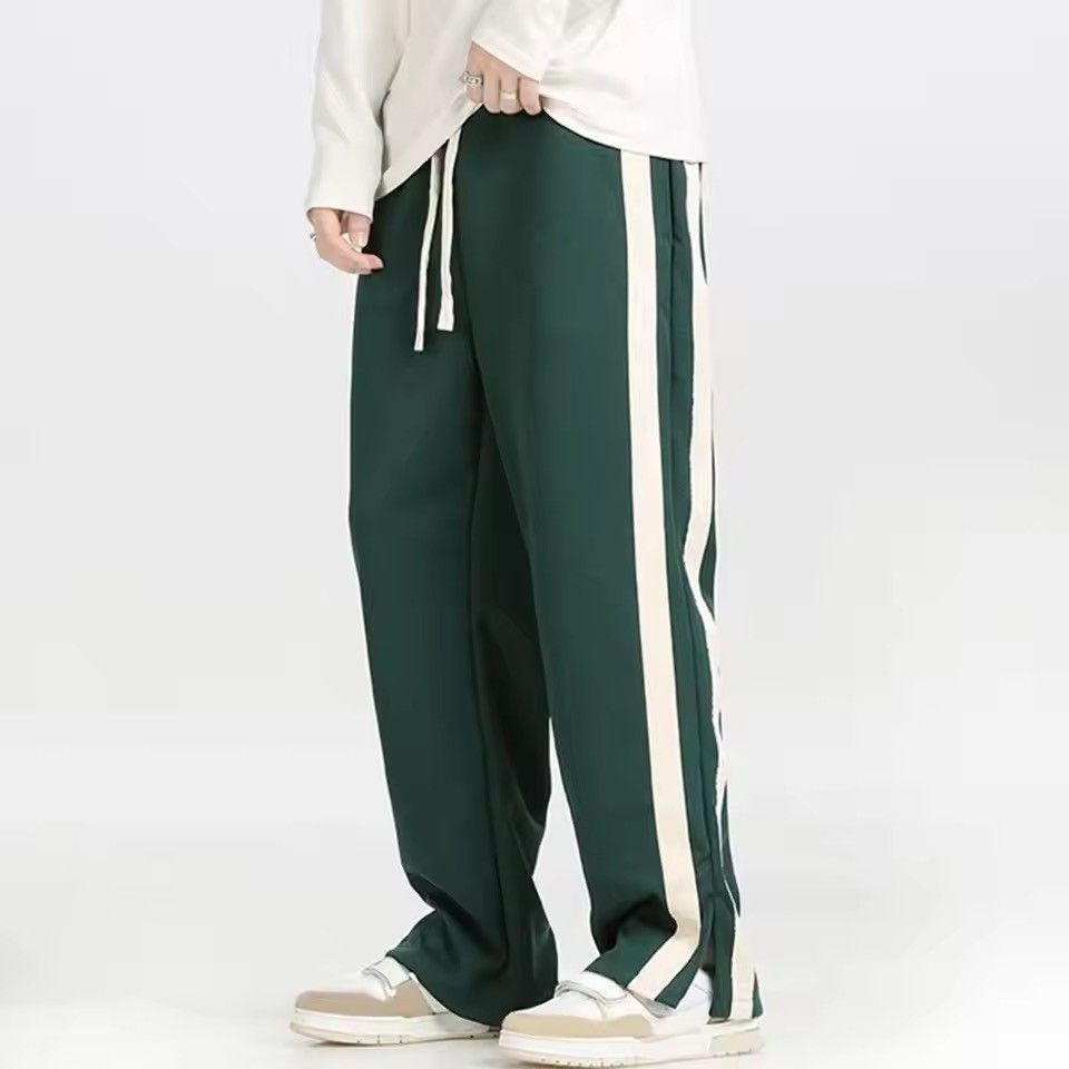 Japanese Brand Track Pants with Cream Side Stripes - Casual Streetwear Size US 32 / EU 48 - 2 Thumbnail