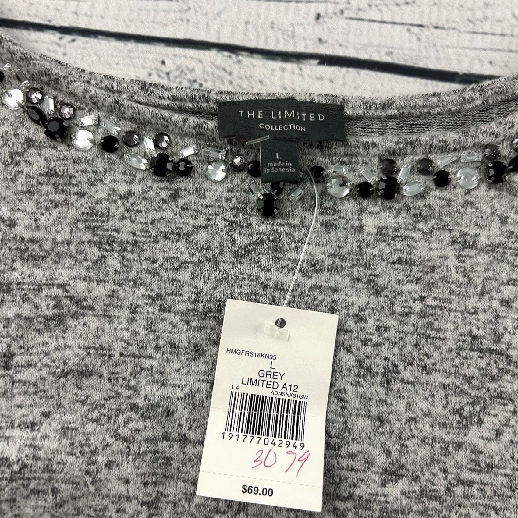 Vintage VINTAGE The Limited Jeweled Pullover Sweater Womens Large Gray Size L / US 10 / IT 46 - 2 Thumbnail