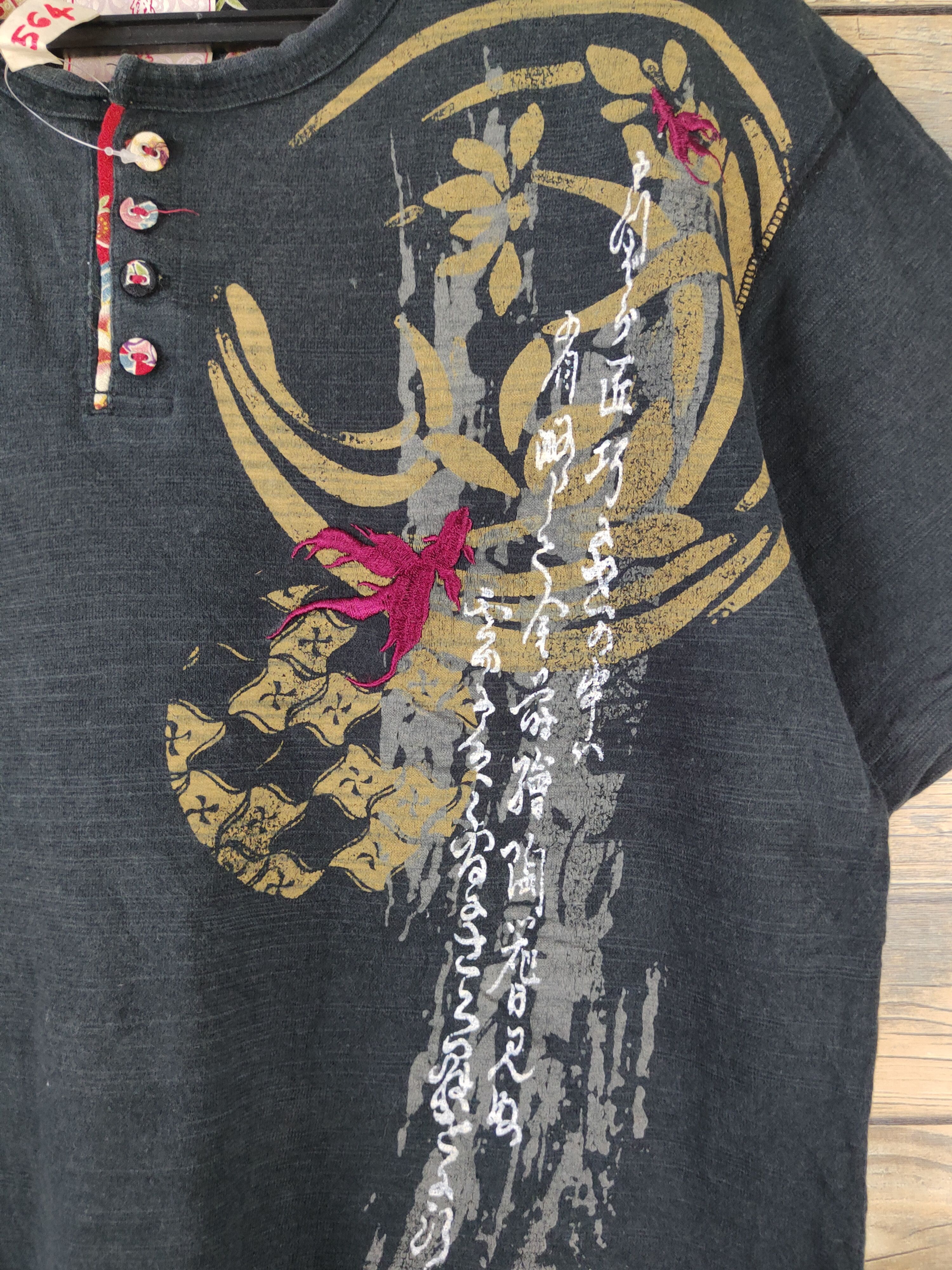 Japanese Brand DL Japan vintage embroidered Black Faded tee #564 Size US M / EU 48-50 / 2 - 3 Thumbnail
