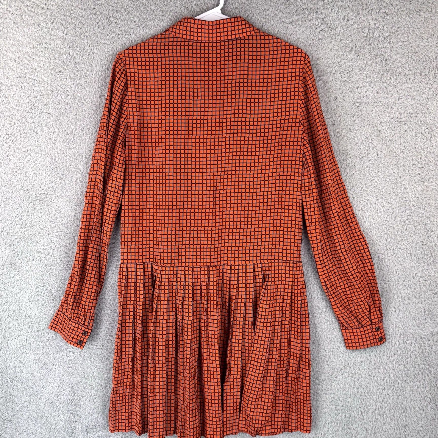 Vintage kate spade new york Checkered Long Sleeve Button Up Pleated Dress Shirt Dress Size 4 Orange Satin Polyester Knee Length Womens Party/Cocktail Size S / US 4 / IT 40 - 5 Thumbnail