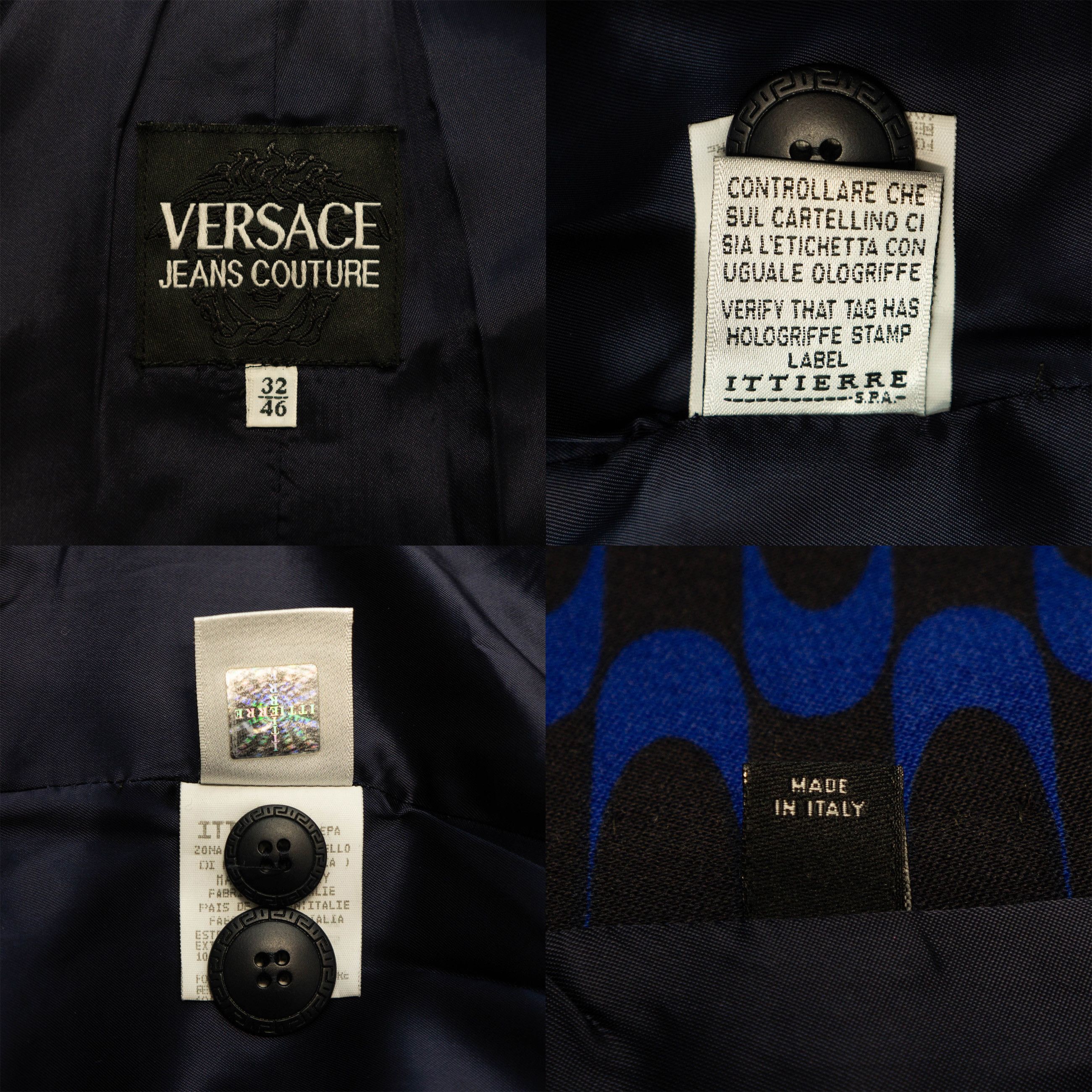 Versace × Versace Jeans Couture × Vintage VERSACE Jeans Couture Abstract Blue Skirt Suit Vintage 00s Size S / US 4 / IT 40 - 14 Thumbnail