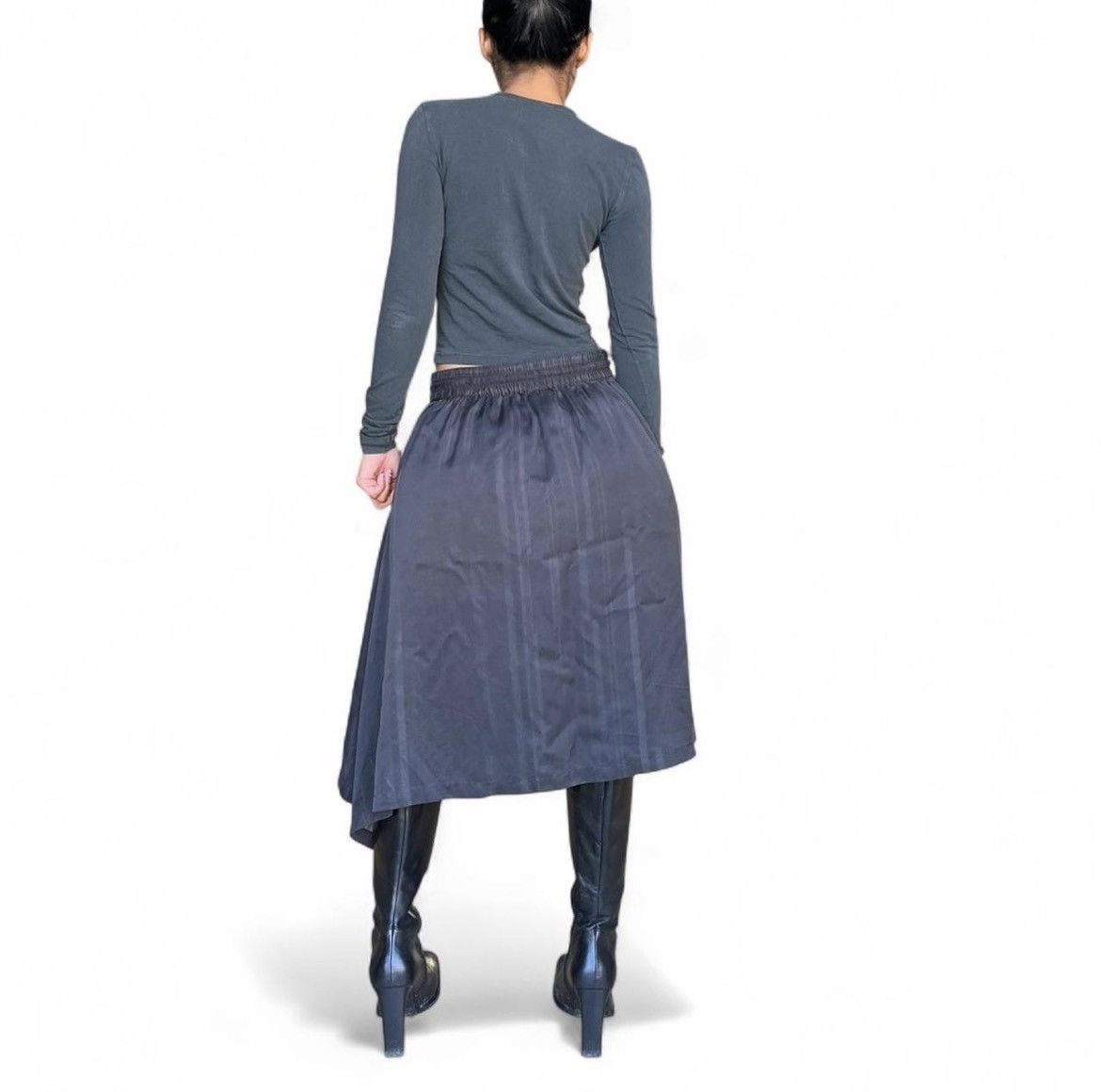 Y-3 Y-3 Black Striped Midi Skirt Size 24" / US 00 / IT 34 - 2 Thumbnail