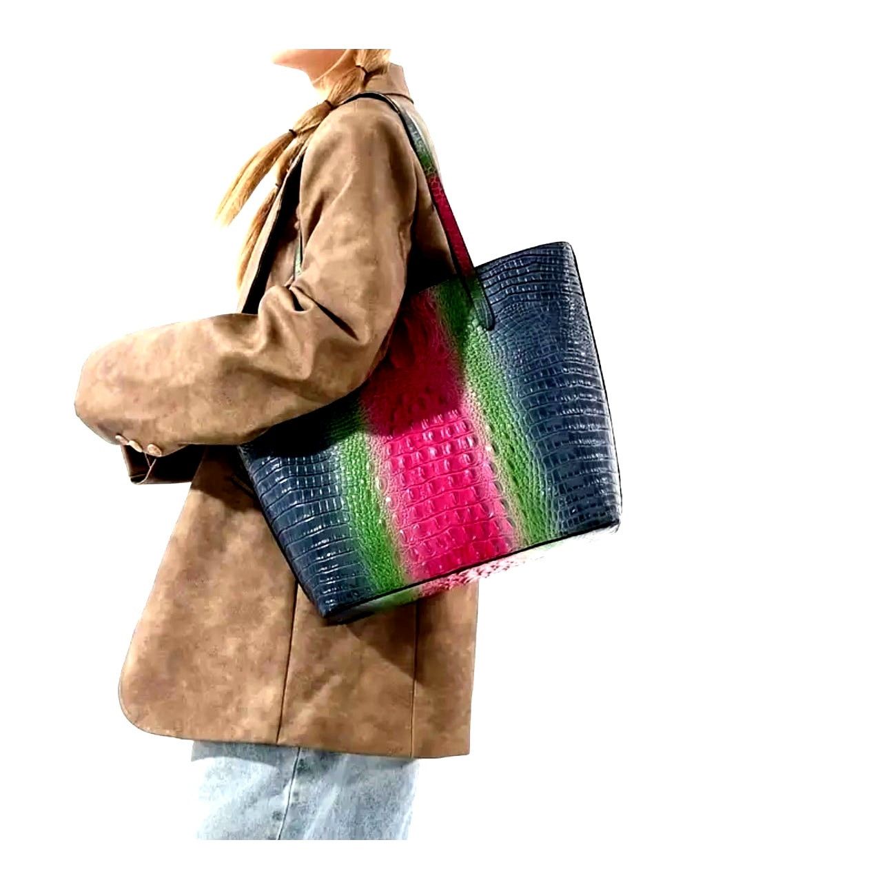 Other Colorblock Gradient Large Shoulder Handbag w/clutch Multi Size ONE SIZE - 3 Thumbnail